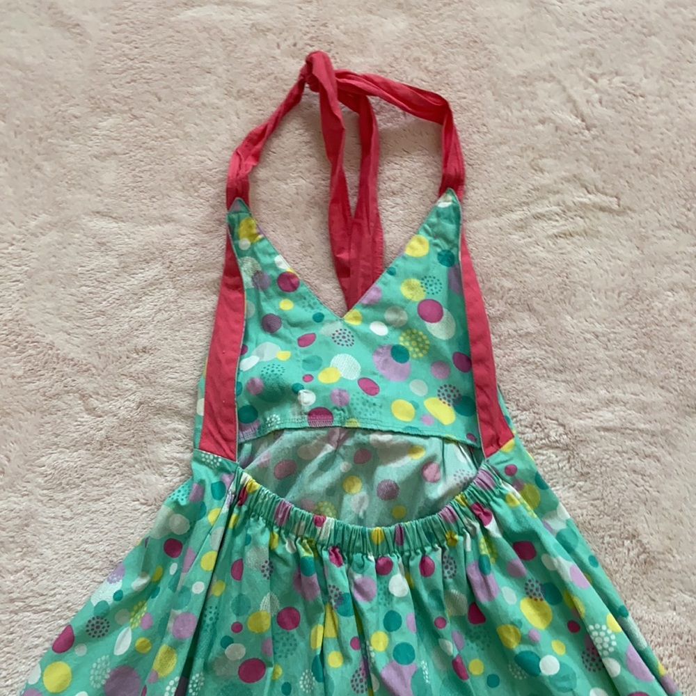 Lola Et Moi Pink Blue Polka Dot Halter Dress - Picture 4 of 5
